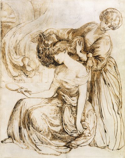 Studie för Desdemonas dödssång: Othello, akt IV, Sc. III, av Dante Gabriel Charles Rossetti