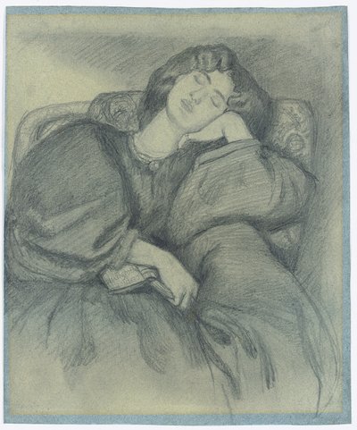 Studie av Jane Morris sovande i en stoppad fåtölj, av Dante Gabriel Charles Rossetti