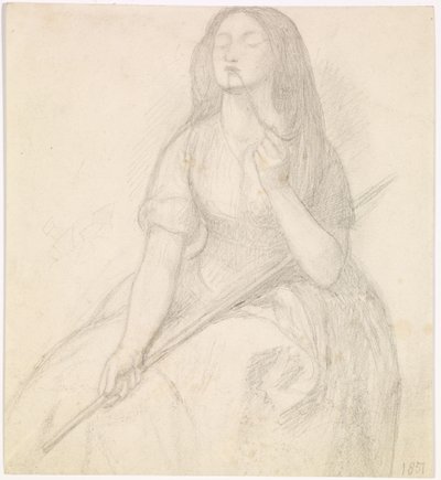 Tibullus återkomst till Delia - Studie för Delia-figuren av Dante Gabriel Charles Rossetti
