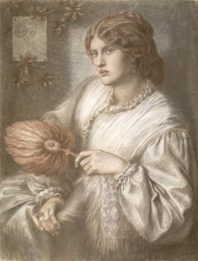 Kvinna med en fläkt, 1870 av Dante Gabriel Charles Rossetti