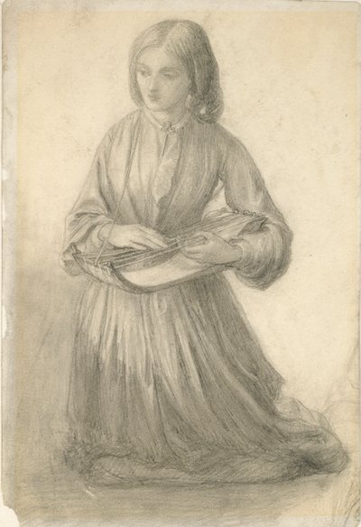 Elizabeth Siddal spelar ett stråkinstrument, c1852 av Dante Gabriel Rossetti