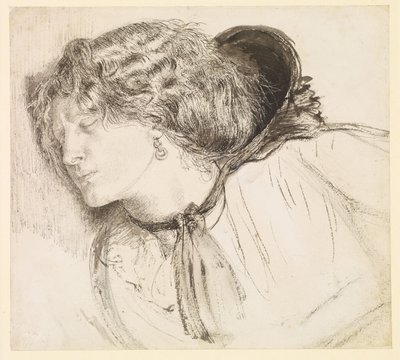 Hittad - Studie för flickans huvud av Dante Gabriel Rossetti