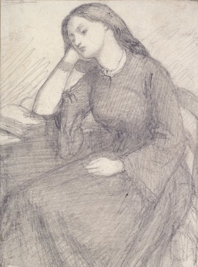 Porträtt av Elizabeth Siddal, sittande, c1840-talet av Dante Gabriel Rossetti