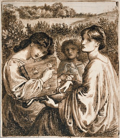 Studie för Bower Meadow, sent 1800-tal av Dante Gabriel Rossetti