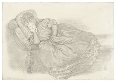 Studie av Fanny Cornforth, sovande på en schäslong av Dante Gabriel Rossetti