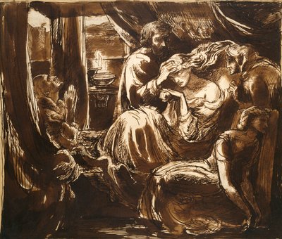 Lady Macbeths död, c1875 av Dante Gabriel Rossetti