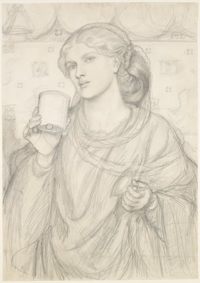 Den kärleksfulla bägaren - kompositionsstudie av Dante Gabriel Rossetti