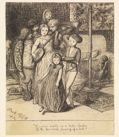 Att dansa muntert i en dams kammare till en lutas vällustiga behag av Dante Gabriel Rossetti