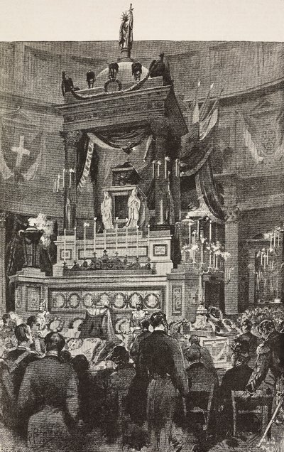 Italienska politiker och officerare som deltar i begravningsceremonin för Victor Emmanuel II (1820-1878), kung av Italien, Rom, Italien, gravyr från teckning av Dante Paolocci, från L
