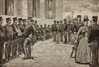 Överlevande från Dogali, Eritreanska kriget, mottagna av suveräner i Quirinals trädgård, Rom, Italien, av Dante Paolocci, L
