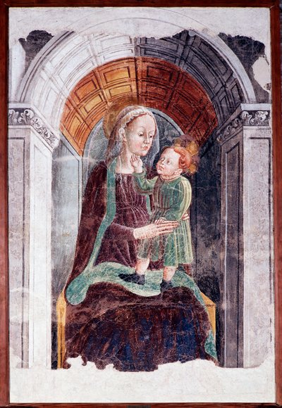 Madonna med barn (fresco av Dario da (attr.to) Treviso
