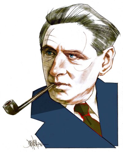 Broch Hermann, 2016 (digital teckning med färgpenna) av Dariush Radpour