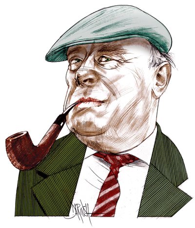 Ernst Von Salamon, 2021 (digital teckning med färgpenna) av Dariush Radpour