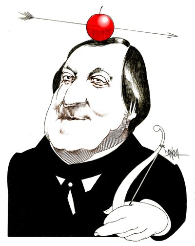Gioachino Rossini, 2024 (digital teckning med färgpenna) av Dariush Radpour