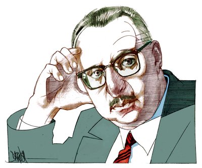 Giorgio Manganelli, 2021 (digital teckning med färgpennor) av Dariush Radpour