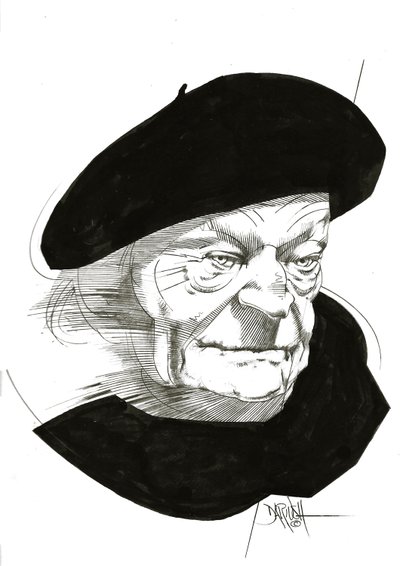 Giuseppe Ungaretti, 2024 (digitalt förbättrad blyertsteckning) av Dariush Radpour
