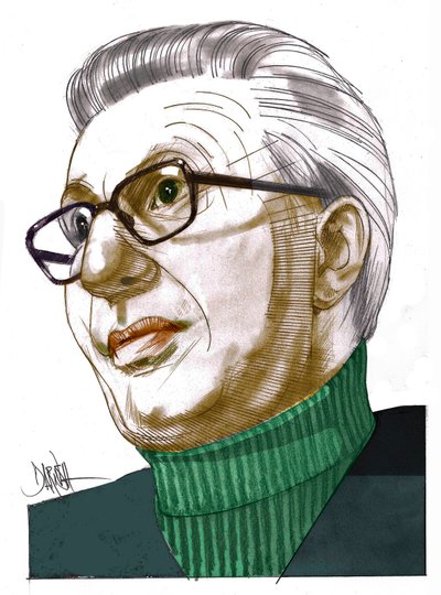 Piero Scanziani, 2022 (digital teckning med färgpennor) av Dariush Radpour