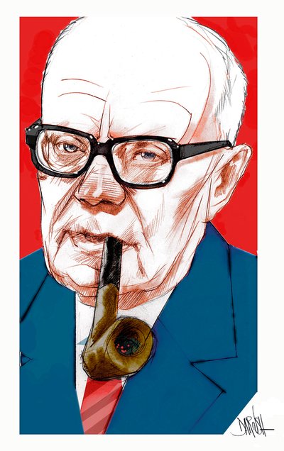 Sandro Pertini, 2022 (digital teckning med färgpenna) av Dariush Radpour