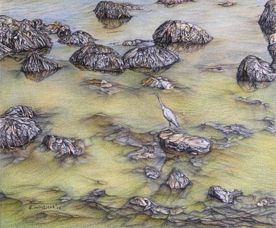 Landing Pad, 2018 (blyerts på papper) av Darrell Windjack