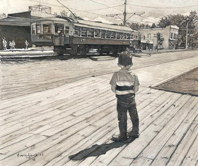 Spellbound At Fort Edmonton, 2022 (blyerts på papper) av Darrell Windjack