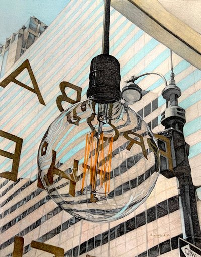 Through a Glass Brightly, 2023 (blyerts på papper) av Darrell Windjack