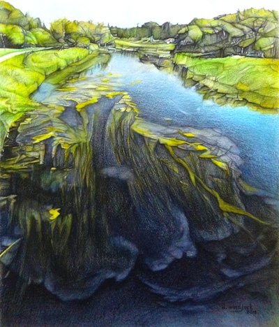 What Lies Beneath, 2018 (blyerts, bläck på papper) av Darrell Windjack