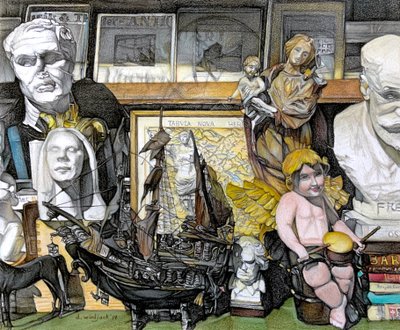 Window Shopping, 2019 (blyerts på papper) av Darrell Windjack