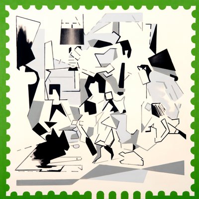 Christmas at The Kennedys IV, 2019 (akryl på duk) av Darren Coffield