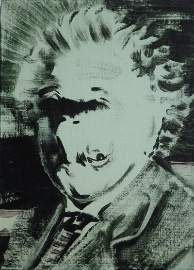 Einstein, 2013 (akryl på kartong) av Darren Coffield