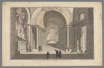 Utsikt över vestibulen och trappan till Peterskyrkan i Rom Vestibule de St. Pierre a Rome / Vue Perspective du Vestibule, et de l