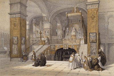 Bebådelsekyrkan, Nasaret (färg litho) av David (after) Roberts