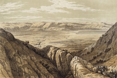 Nedstigning på Jordandalen (färg litho) av David (after) Roberts