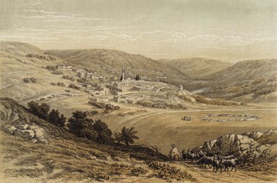 Allmän utsikt över Nasaret (färg litho) av David (after) Roberts