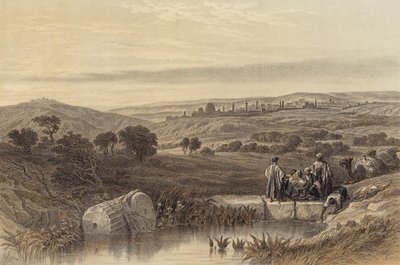 Jerusalem från norr (färg litho) av David (after) Roberts