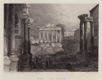Rom, forumet (färg litho) av David (after) Roberts