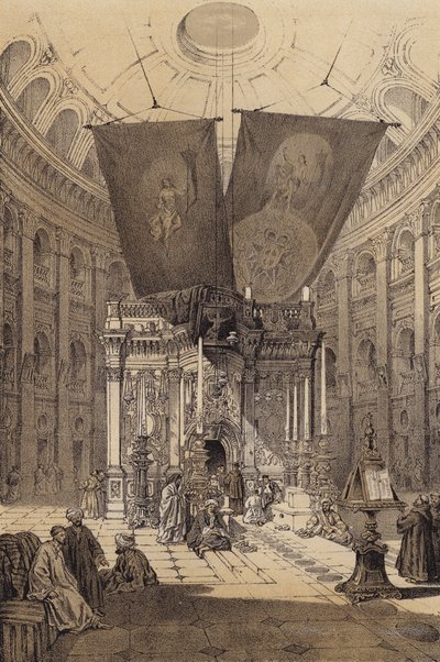 Den heliga gravens helgedom (färg litho) av David (after) Roberts