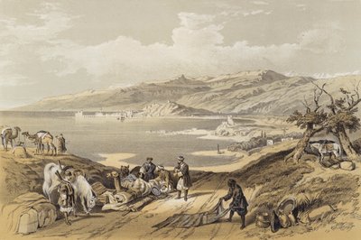 Sidon ser mot Libanon (färg litho) av David (after) Roberts