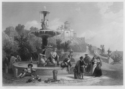 Fontänen i Madrid, från bilden i den kungliga samlingen (gravyr) av David (after) Roberts