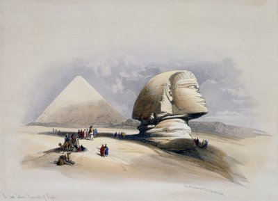 Vy över Giza Necropolis, gravyr från design av David Roberts (1796-1864) av David (after) Roberts