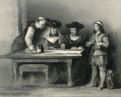 Christopher Columbus (1451-1506) i klostret i la Rabida från 