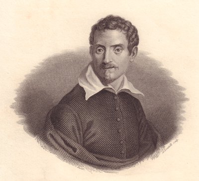 Porträtt av den italienske målaren Domenico Zampieri även känd som Domenichino (1581-1641), kopparstick av A Locatelli av John Ward Dunsmore