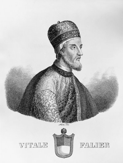Porträtt av Vitale Falier (död ca 1095), 32:a dogen av Venedig, gravyr av Antonio Nani (1803-1870) av John Ward Dunsmore