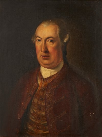 Halvlångt porträtt av en gentleman i en broderad jacka och väst (olja på duk) av David (follower of) Martin