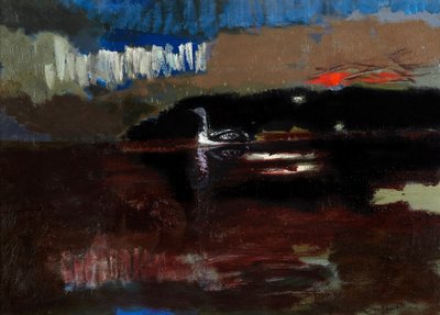 Black-throated Diver, ca 1986 (olja på duk) av David Alan Redpath Michie