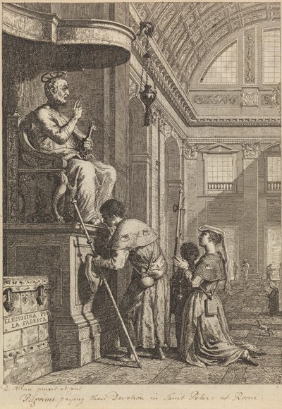 Pilgrimer som betalar sin hängivenhet i St Peters i Rom av David Allan
