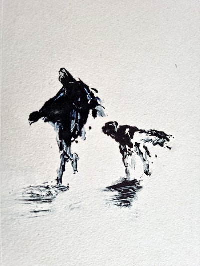 Promenad med en svartvit hund av David Antonides