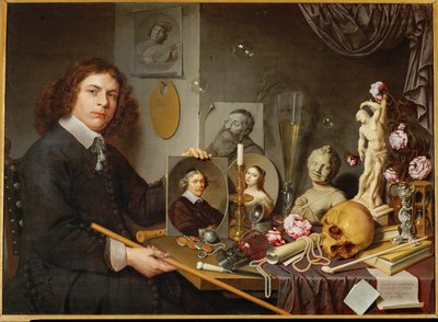 Vanitas, självporträtt av David Bailly (olja på trä) av David Bailly