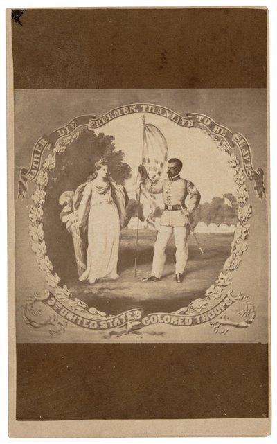 "Hellre dö som fria män än att leva som slavar",ca. 1864 (tryck) av David Bustill Bowser