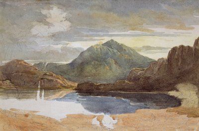 En sjö i norra Wales, Snowdon i fjärran (wc på papper) av David Cox