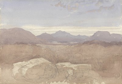 A Mountainous View, North Wales, ca 1818 (w/c & grafit på papper) av David Cox